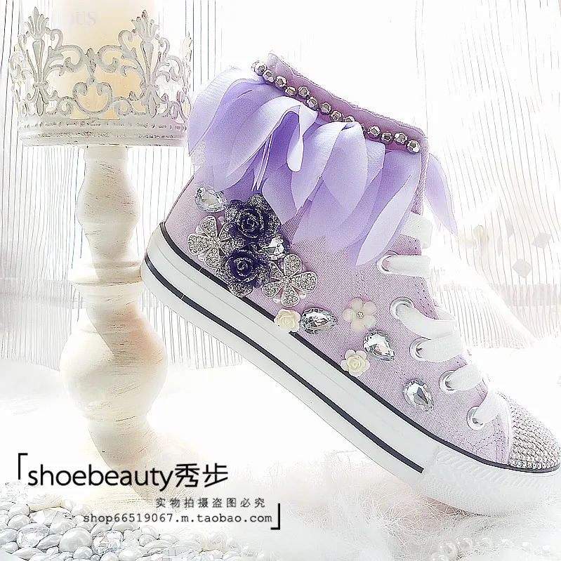 Туфли на высоком каблуке розовые кружевные туфли в форме сердца фиолетовая Тканевая обувь со стразами женская обувь для отдыха