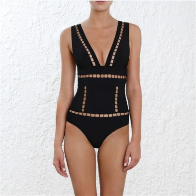 Sexy-Hollow-out-monokini-2018-V-neck-Womens-sexy-One-piece-swimsuit-black-solid-swimwear-1