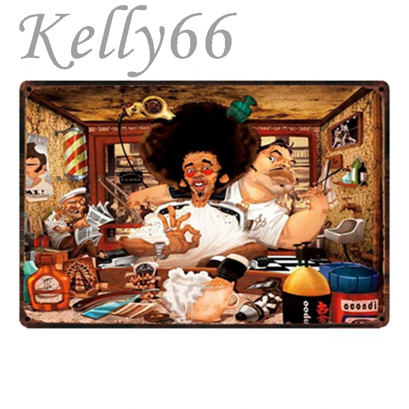 [Kelly66] Парикмахерская металлическая вывеска Олово плакат домашний Декор Бар настенная живопись 20*30 см размер y-1478