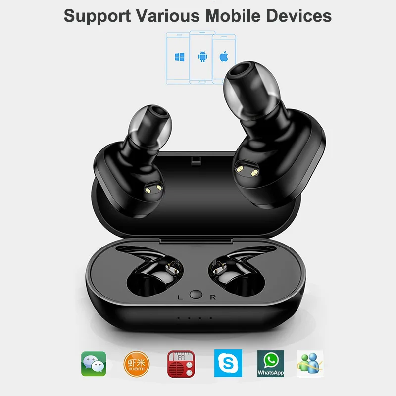 Лидер продаж TWS мини беспроводные наушники-вкладыши Bluetooth наушники V5.0 спортивные IPX5 водонепроницаемые с зарядным боксом гарнитура для Android IOS