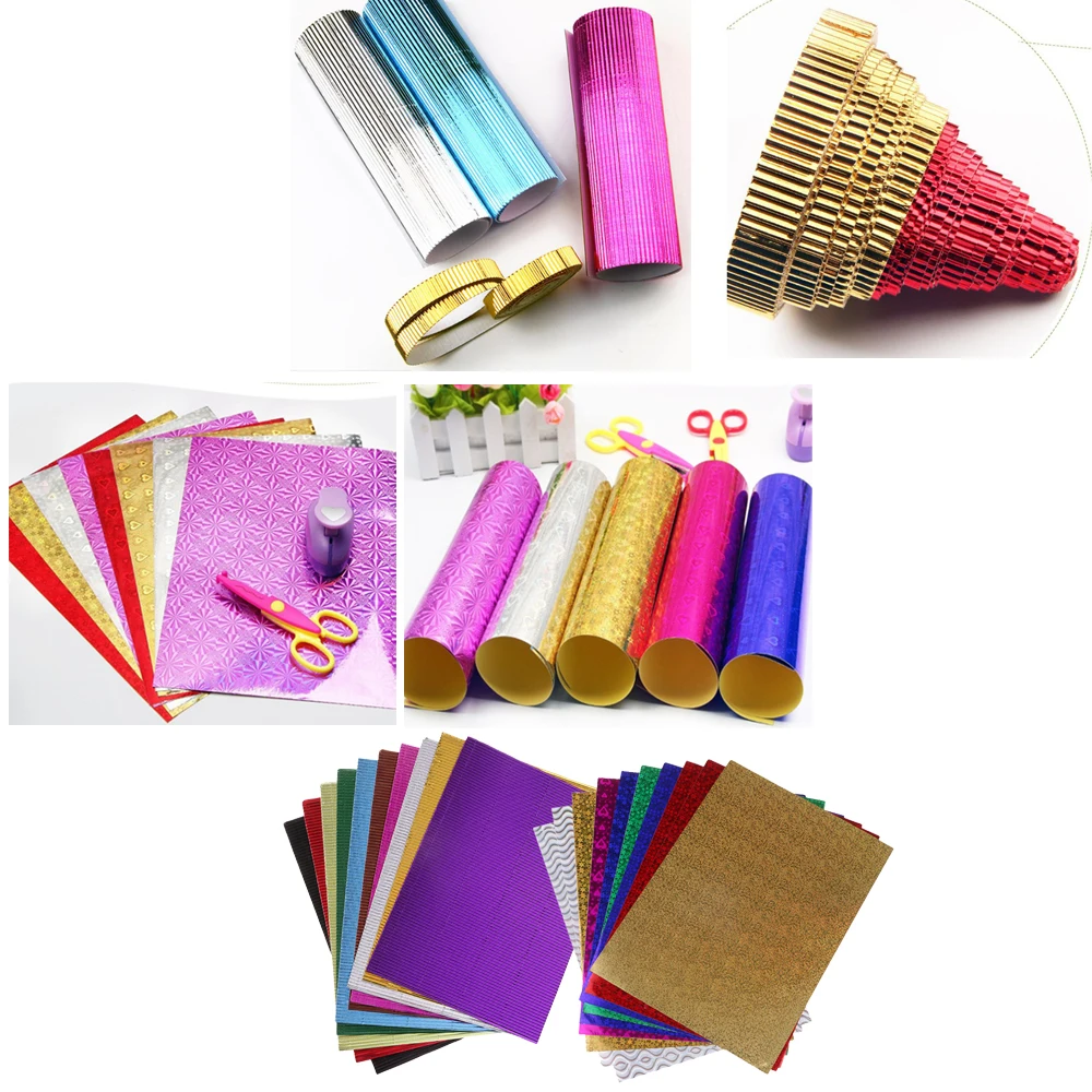 20 Pieces Origami Paper Mixed Style Art Crafts Paper -Corrugated Paper Crafts +Self Adhesive Sheets DIY Paper Toys Accessory