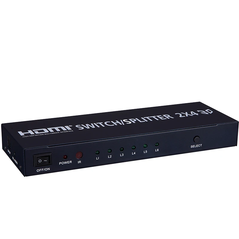 

HDMI Switch Switcher Splitter 2x4 Full HD 4K Support 3.5 mm audio output and optical output for HDTV PS3 DVD