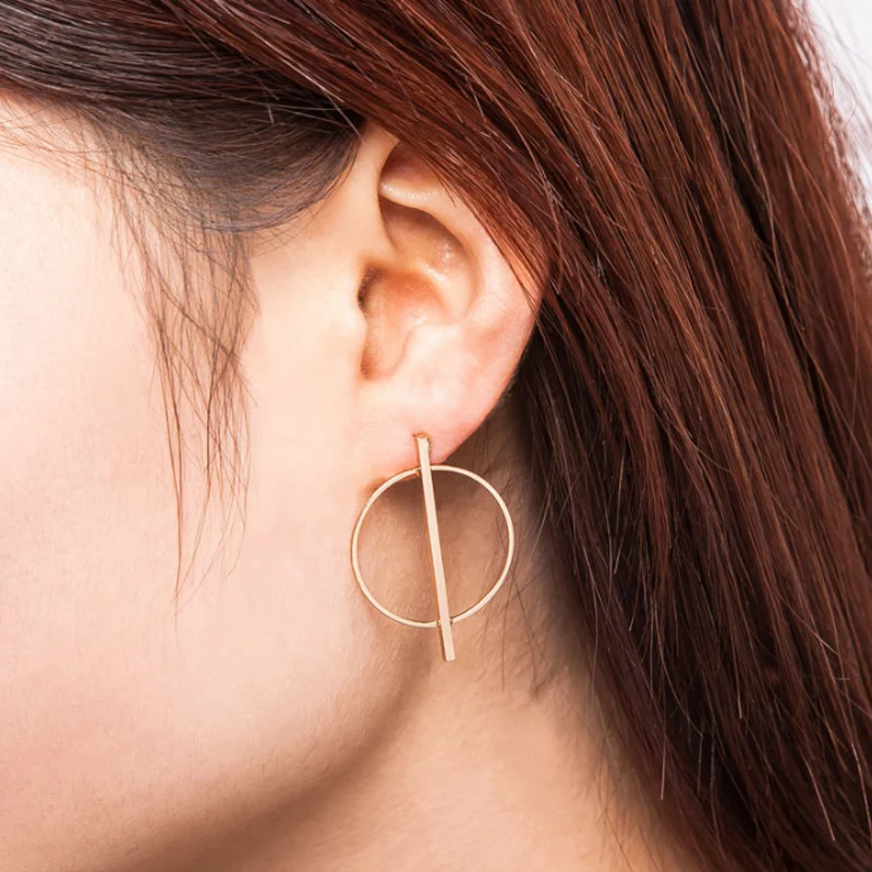 

LNRRABC Silver Gold Color Stainless Steel Stud Earrings For Women Big Circle Piercing Ear Studs Fashion Jewelry Accessories