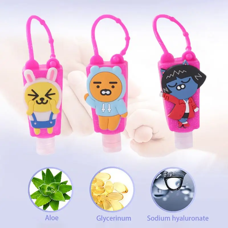 

Cute Cartoon Silicone Animal Embossed Design Mini Hand Sanitizer Disposable No Clean Alcoho-Free Detachable Cover Travel Portabl