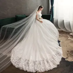 2019 новые роскошные кружевные вышитые свадебные платья с длинным шлейфом милое Элегантное свадебное платье белый кружевной топ свадебное