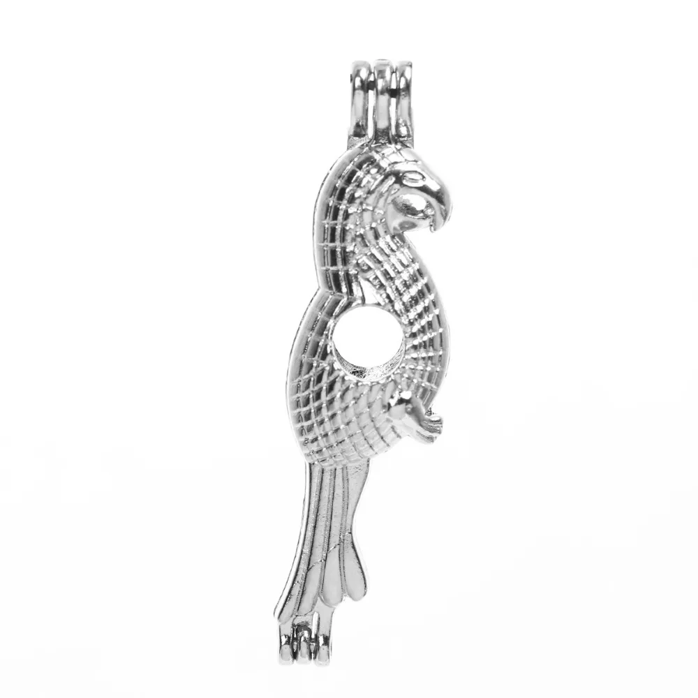 DoreenBeads Медь жемчуг медальон Подвески полые попугай животных 3D серебро Цвет может