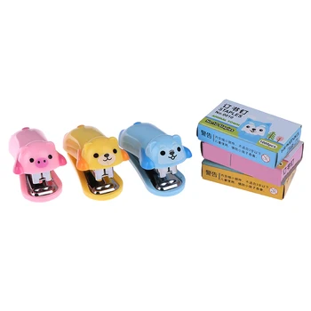 

1 set Mini Stapler Nails Included Cartoon Animals Cute Handy Office School Supplies Color Randomly Fully Equipped