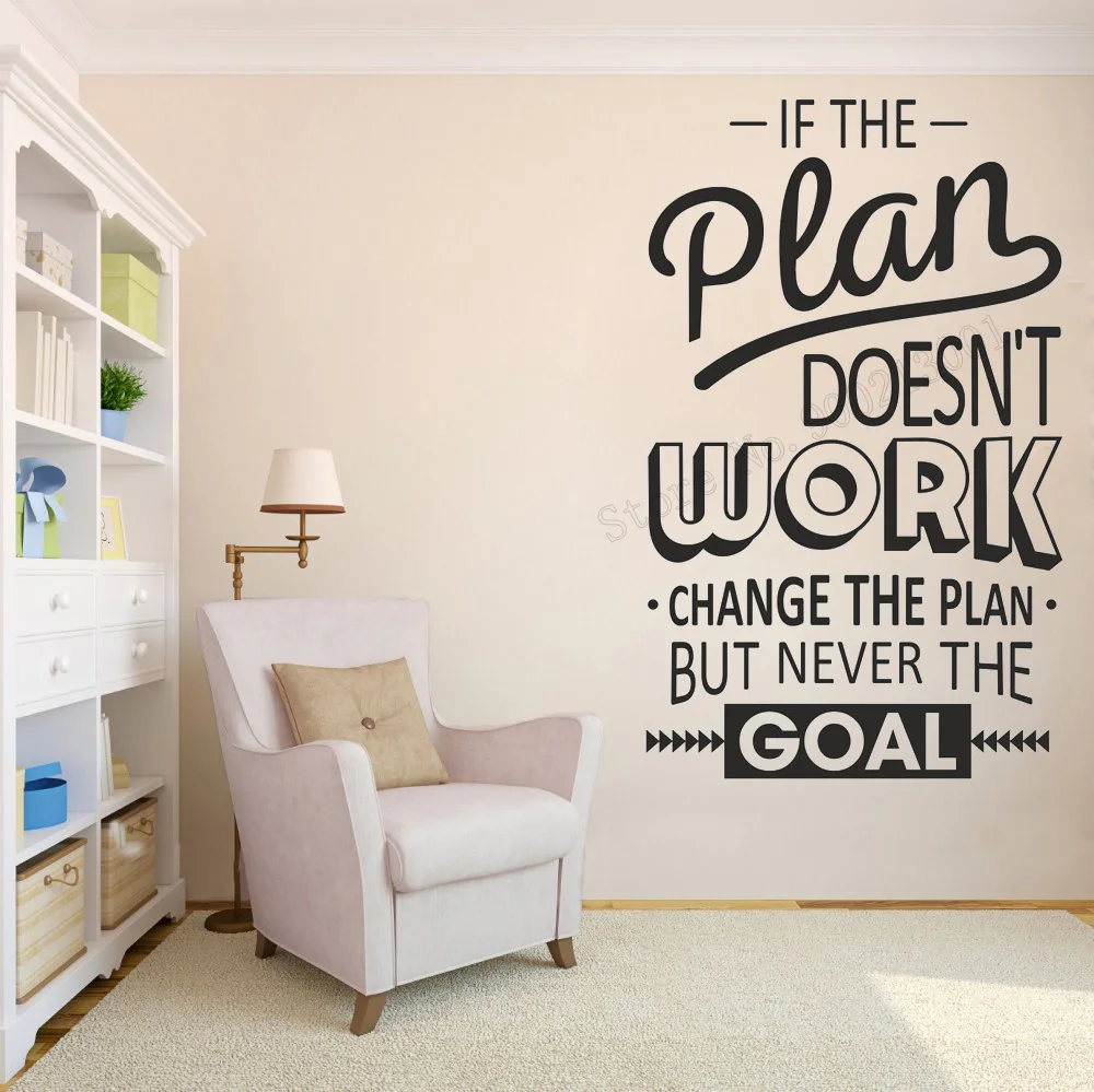 

Art Wall Sticker If The Plan Wall Decoration Quotes Nersery Decor Fashion Work Office Poster Vinyl Art Removeable Decal LY122
