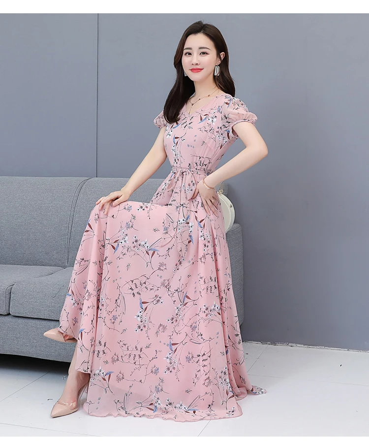 Летняя одежда корейский стиль bodycon женские винтажные шифоновые Цветочные Длинные платья плюс размер boho maxi 3XL качели богемные