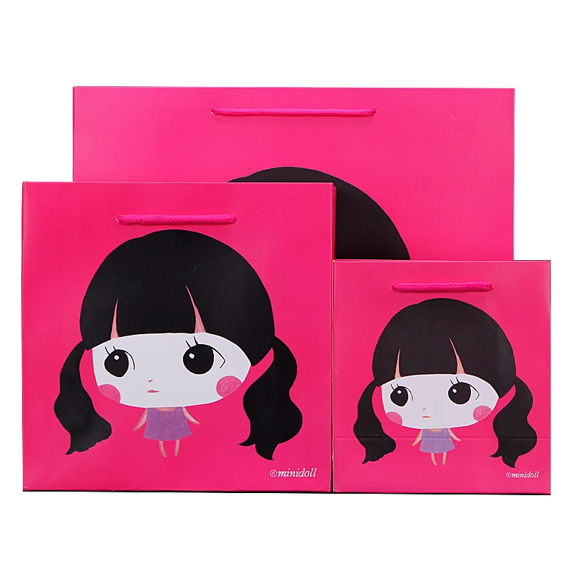 Wholesale Brand New 2 Color Cute Girl kraft paper bag Fashionable gift