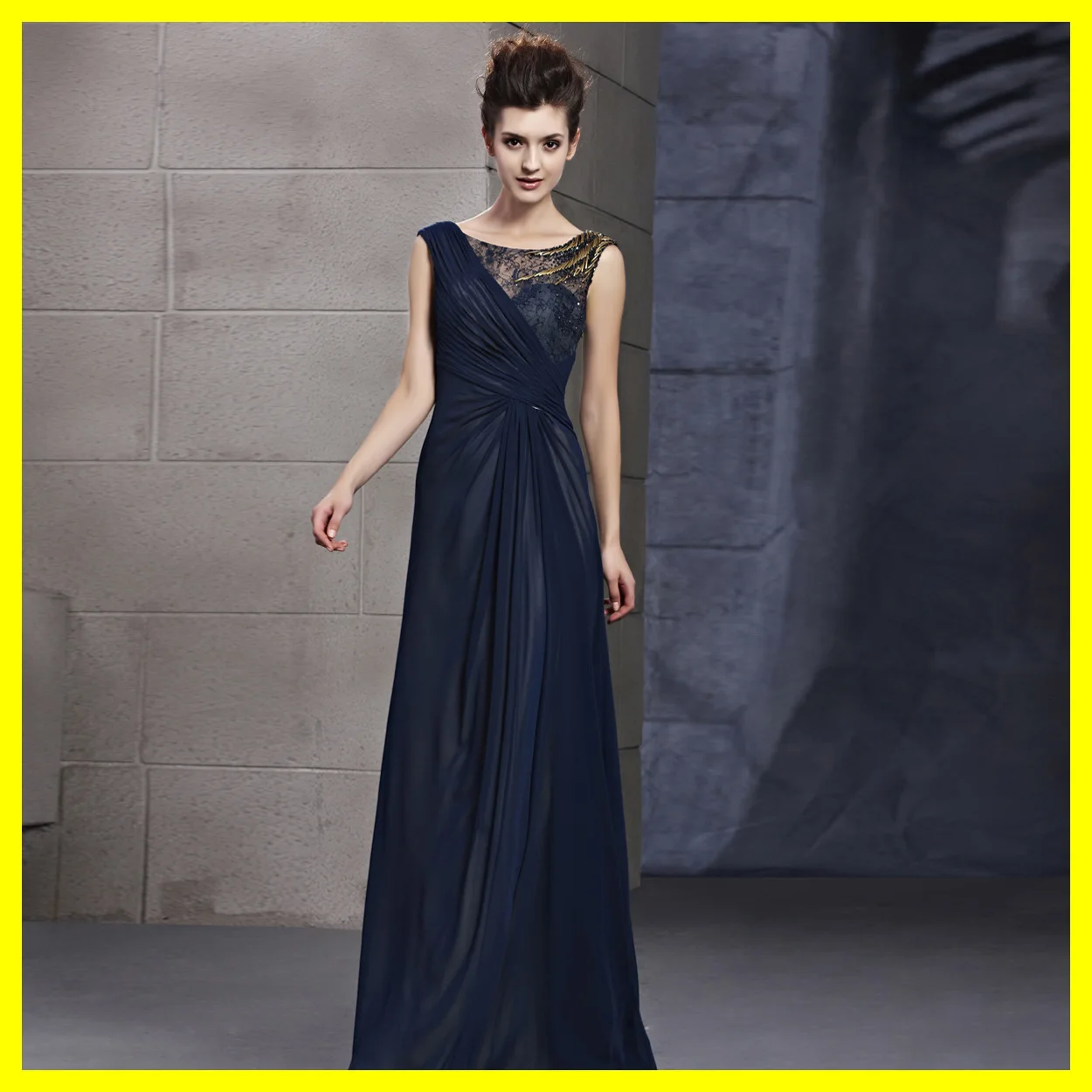 Evening Dress Sale Sheath Floor-Length Appliques Court Train Sweetheart Regular Sleeveless Empire Chiffon Microfiber 2015 Free S | Свадьбы и