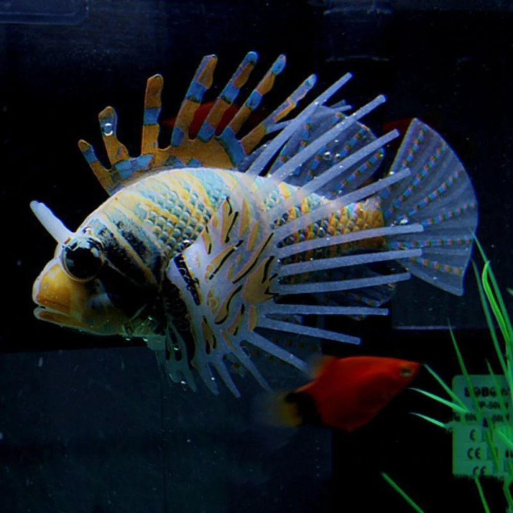 Светящиеся искусственные аквариумные рыбки Lionfish украшение для аквариума мини