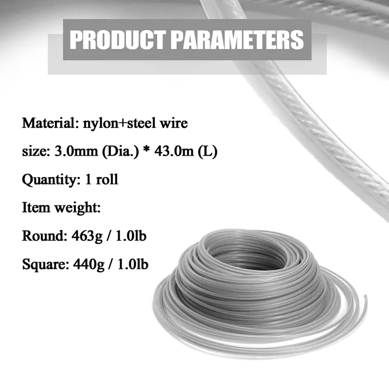 3,0 мм профессиональный высококачественный нейлоновый триммер для кошения, трос, кусторез, инструмент для кошения проводов, аксессуары для газонокосилки - Цвет: round type