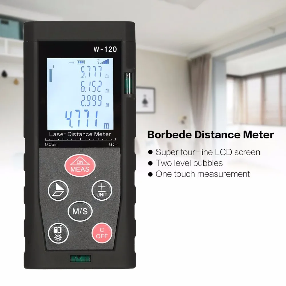 

Borbede 120M Laser Distance Meter Rangefinder Laser Range Finder Distance Measure Finder Build Measure Device Ruler Test Tool
