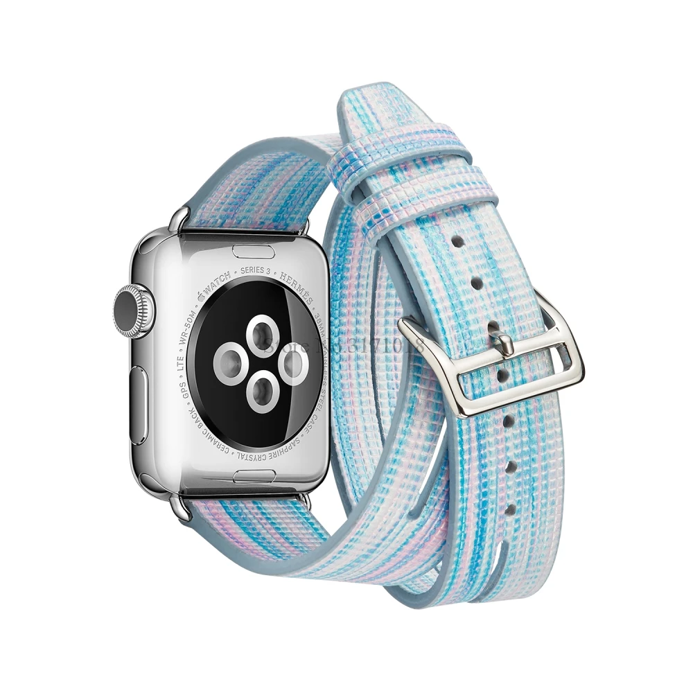 Для Apple Watch Series 1 2 3 38 мм 42 мм многоцветный ремешок из натуральной кожи двойной тур сменный Браслет ремешок для часов - Цвет ремешка: 1