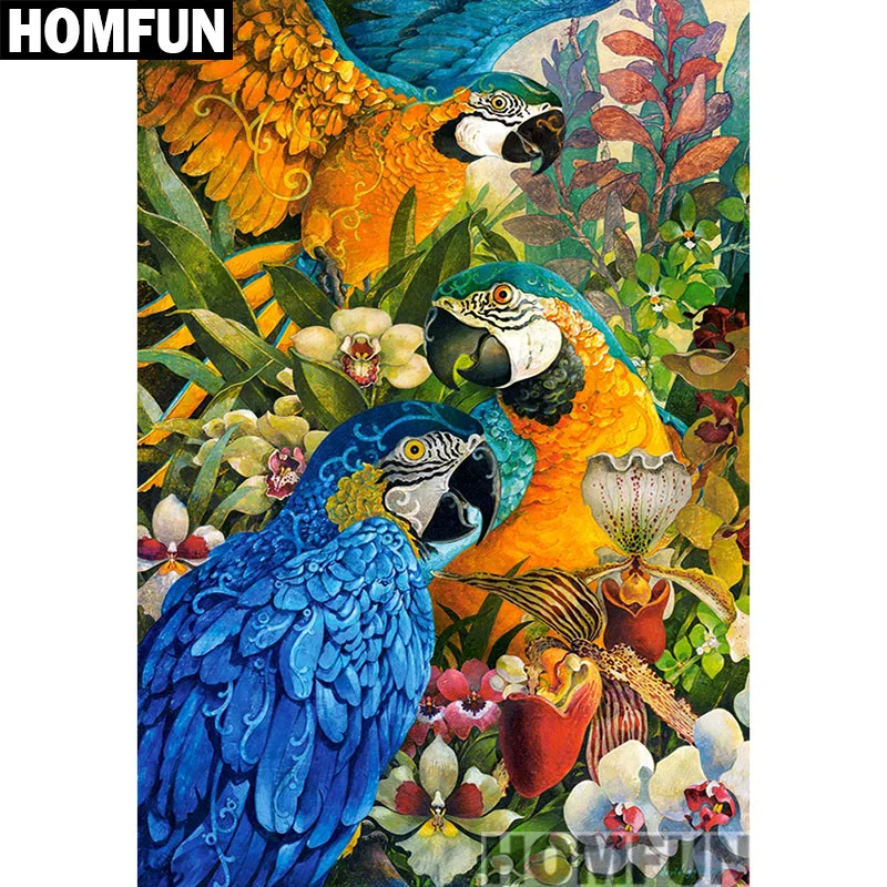 Алмазная живопись HOMFUN A01009 полноразмерная/круглая вышивка 5D сделай сам попугай