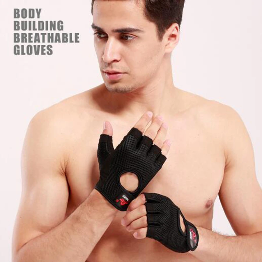 Unisex Anti-skid Training Sports Gloves Half Finger Breathable Weight Lifting Fitness Gloves Dumbbell Body Building Gym Gloves