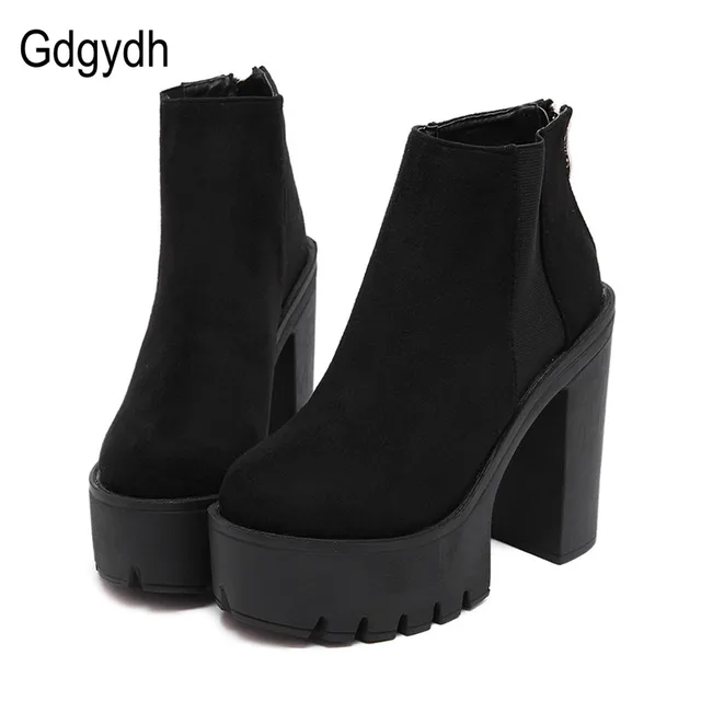 platform ankle boots thick heel