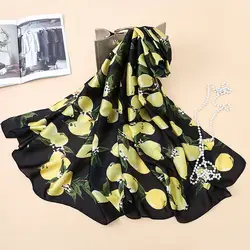 C015 новые модные печатных шелковые шарфы lemon узор шелковые шарфы курорт шали