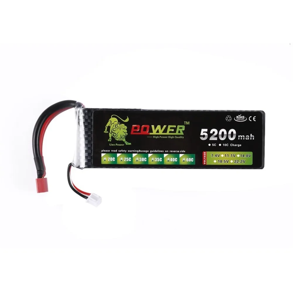 

A+ Lion 7.4V 2S 5200mah 30C Lipo Battery Power for Tamiya RC Car Truck Model