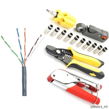 

5-Piece Suit Hand Compression Crimping Tool Crushing Clamp With Wire Stripping Plier 10Pcs Clamping Connector Extrusion Equipme