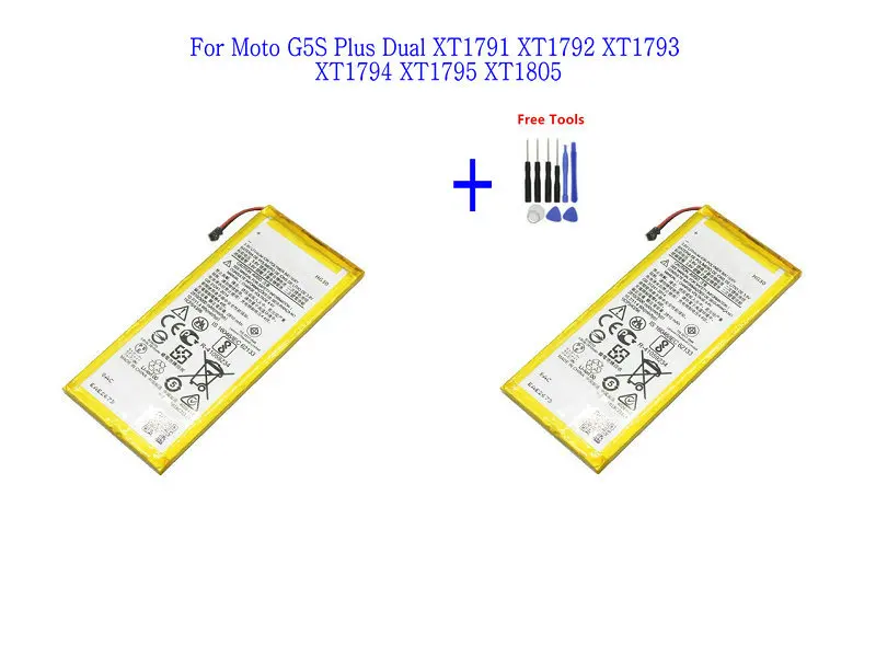 

2x 3000mAh battery For Motorola Moto G5S Plus Battery Dual XT1791 XT1792 XT1793 XT1794 XT1795 XT1805 HG30 + Repair Tools kit