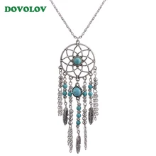 Dovolov, длинная цепочка на свитер с кисточками, синие бусы, богемное свадебное ожерелье для женщин, модное ювелирное изделие, подарки, этническое ожерелье D4