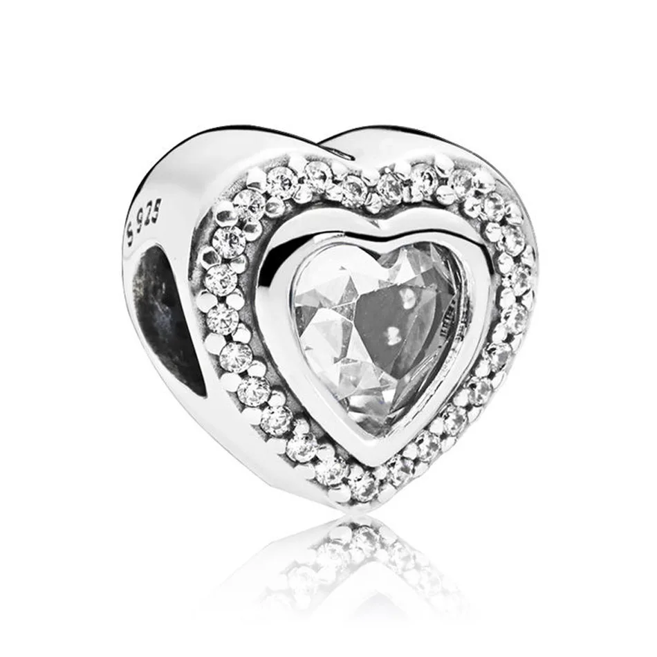 

Authentic S925 Sterling Silver DIY Jewelry Sparkling Love Charm fit Pandora Bracelet Bangle Clear CZ Heart