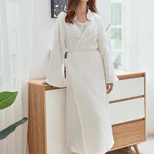 Белый халат зимняя ночная рубашка женский халат бархатные халаты теплая ночная рубашка шелковая внутренняя Ночная рубашка костюм из двух предметов