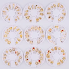 Caixa 1 12pc 3D A-Z jóias prego de ouro Metálico Strass studs unhas/nail art charme/Jóia que faz encanto/coroa de cristal AB(China)