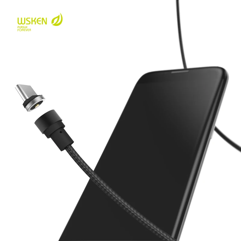 Круглый Магнитный зарядный кабель WSKEN с разъемом USB Type C для iPhone 6 7Plus Samsung Xiaomi порт