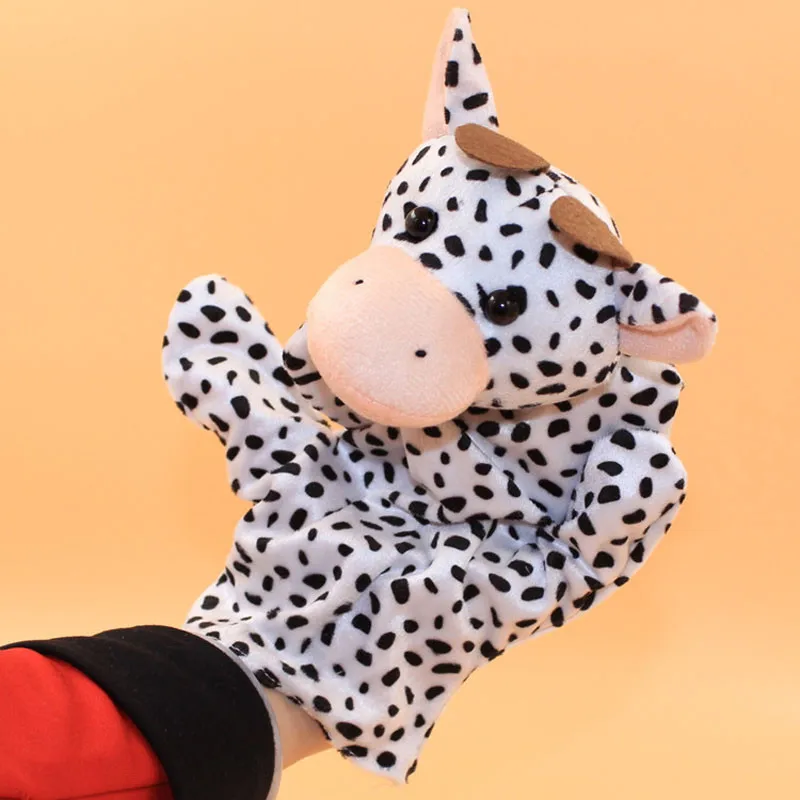 Палец плюшевые игрушки для малышей, детей Детская черный, белый цвет с изображением коровы; фигурки на пальцы Семья куклы дети животных детские игрушки кукольный подарок