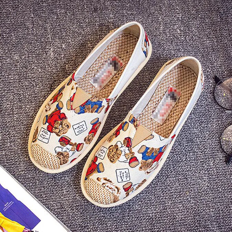 Mixed Colors Spring Summer Loafers Women Slip On Flat With Casual Canvas Shoes Designers Lazy Flats Shoes Woman Pregnant