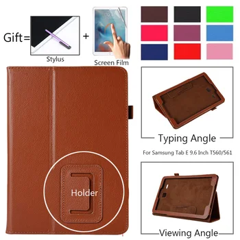 

Top Quality Smart PU Leather Cover for Samsung Galaxy Tab E 9.6 SM-T560 T561 T560 Tablet Case Tablet Slim Protective Shell Film