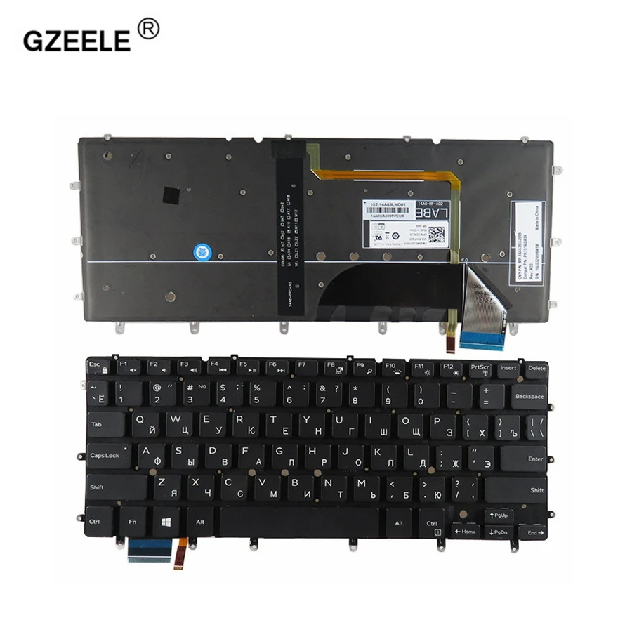  GZEELE Russsian laptop keyboard for Dell Inspiron 13 7000 7347 7348 7352 7353 7359 RU Black with ba