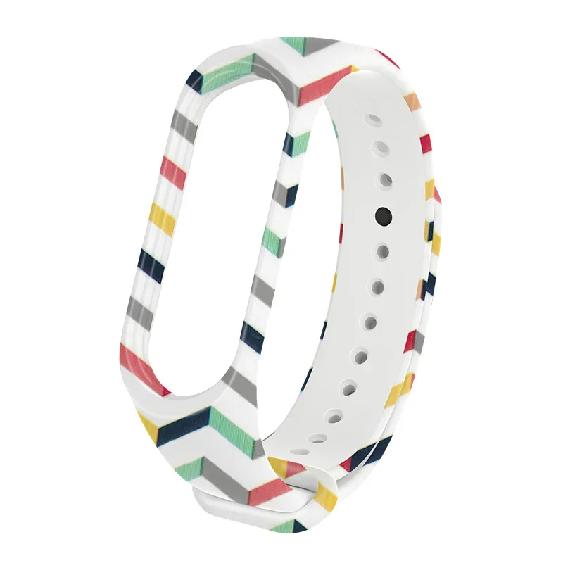 Силиконовый сменный умный браслет с цветной печатью для mi Band 3 4 ремешок для Xiao mi Sport браслет умные наручные часы полосатая повязка