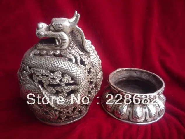 Рождественские украшения для дома+ азиатские антикварные Ming/Династия Цин китайские серебряные драконы ладан горелка