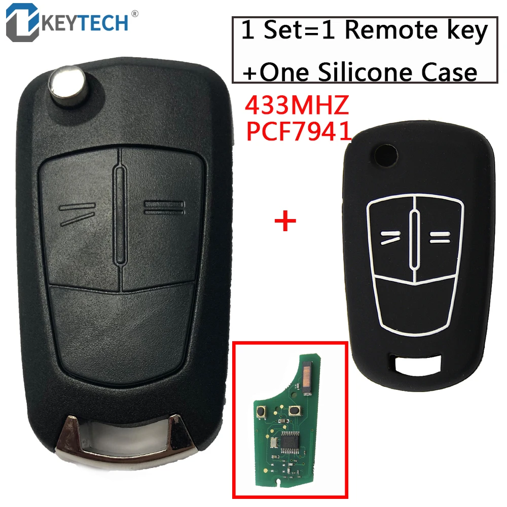 

OkeyTech PCF7946 PCF7941 Chip Car Remote Key 433Mhz With 1 Free Silicone Case For Vauxhall Opel Astra H Zafira B 2005 2006 2007