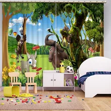 Пользовательские любые размеры 3d шторы для гостиной Дети спальня ткань сказочная мультяшная, с изображением животного мира украшения дома шторы 3d