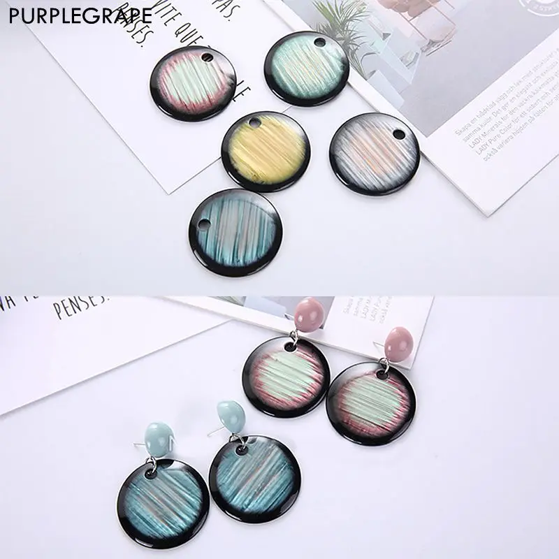 

Resin AB light diy earrings jewelry accessories materials homemade semi-finished fashion round ring 6pcs