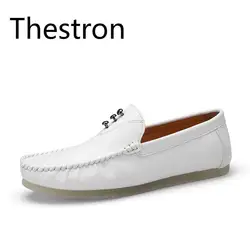 Thestron Мужская обувь белый черный Лоферы плюс Размеры 45 46 Повседневная Мужская обувь Лидер продаж 2018 новая обувь скольжения на бренд дешевые