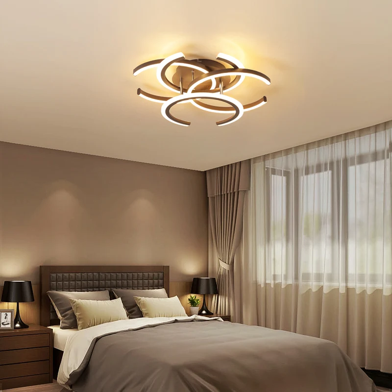 

New Modern LED Ceiling Lights Brown Aluminum Acrylic Ceiling Lamp for living room bedroom lamparas de techo colgante moderna