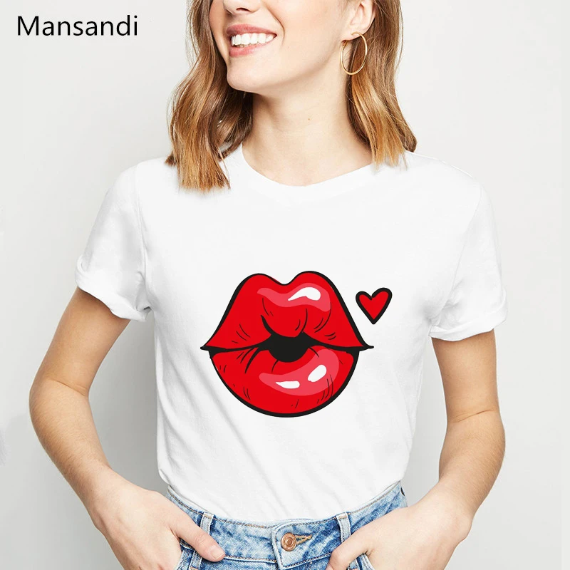 

Vogue Red lips love printed T Shirt women Lgbt Gay Love Lesbian tshirt femme harajuku shirt tumblr clothes female t-shirt tops