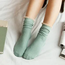 Новые модные кружевные лоскутные хлопковые носки для женщин, женские винтажные повседневные милые носки