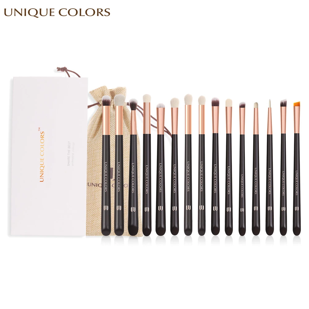 

UNIQUE COLORS 15Pcs Professional Makeup Brushes Set Eye Shadow Foundation Powder Eyeliner Lipstick Make Up Brush Cosmetic Tool