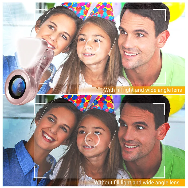 TURATA светодиодный Selfie Flash телефон Камера широкоугольный объектив макрообъектив +