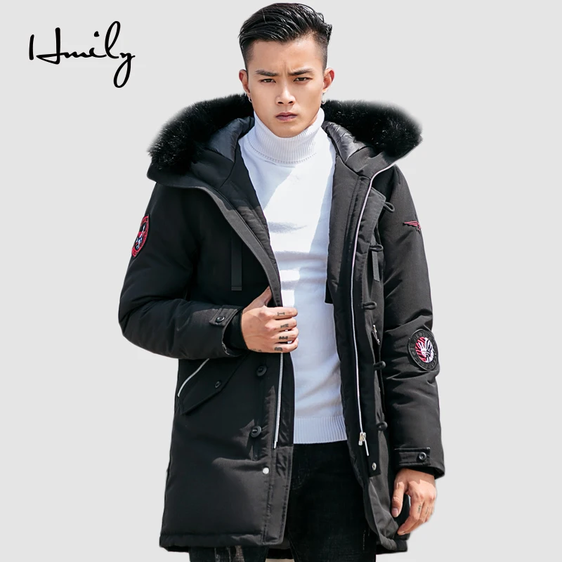 

HMILY Men Coats Winter Jacket Long Warm Men Thicken Hooded Outwear Warm Coat Top Brand Clothing Casual Men's Coat Top