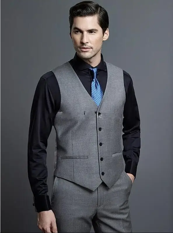 17 Hot Selling Grey Business Mens Vest Best Man Vest Custom Made Formal Occasion Vest WeddingPromDinner Waistcoat