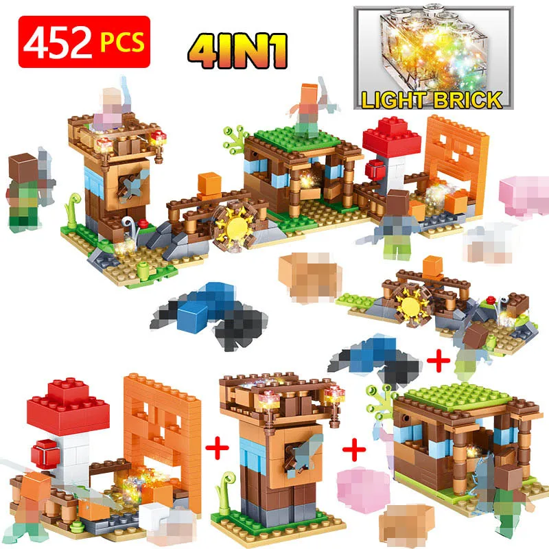 

My World Field Building Blocks Compatible LegoINGLY Minecrafted Fortress Village DIY Nether Bricks EnlightenToys For Kids