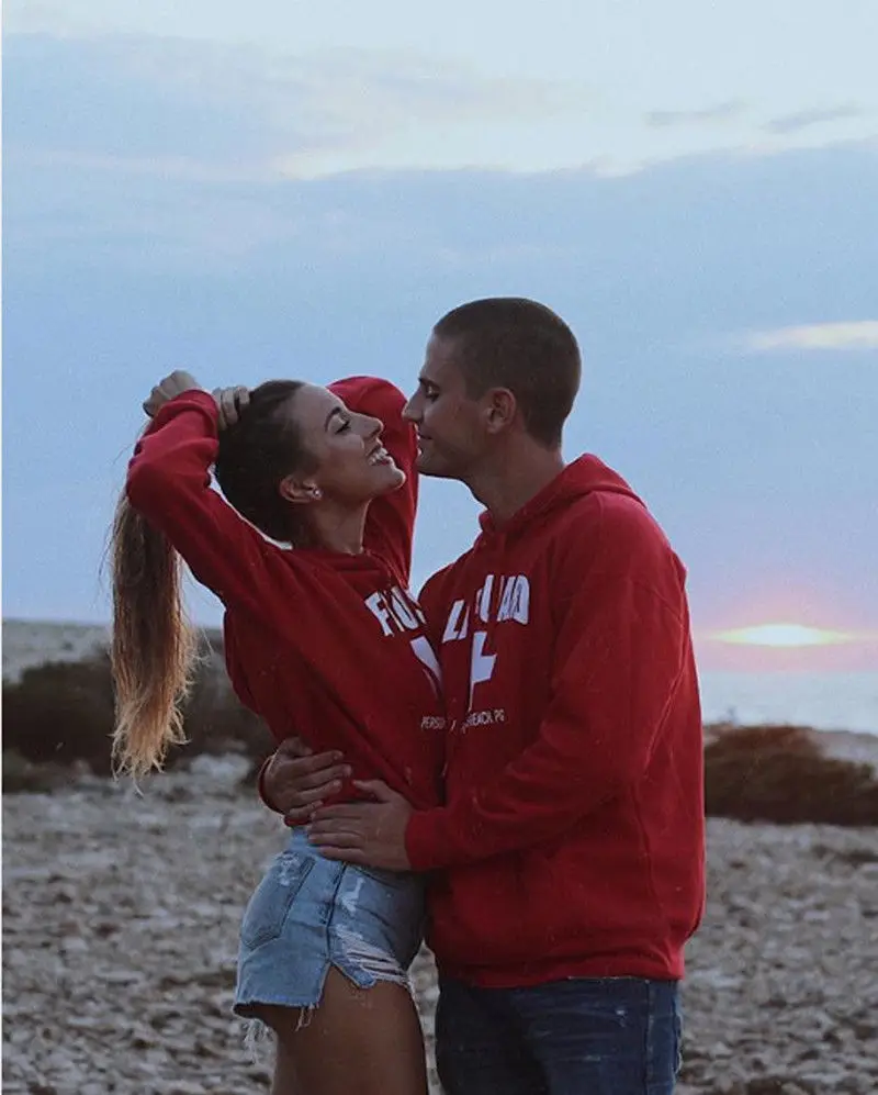 

Hirigin Lover Couple Matching Hoodies Women Men Lovers Fits Hooded Sweatshirts Long Sleeve Letter Autumn/Winter Outwear